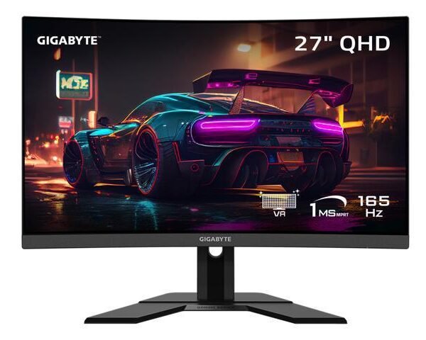 GIGABYTE - G27QC Advanced - 27" VA Curved Gaming Monitor - QHD 2560x1440 - 165Hz - 1ms MPRT - Adaptive-Sync - HDMI, DP, USB-A - Height Adjustable - Black