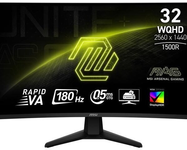 MSI 32" (31.5" Viewable) 180 Hz Rapid VA WQHD Gaming Monitor 2560 x 1440 (2K) 82% Adobe RGB / 78% DCI-P3 / 101% sRGB MAG 32CQ6F