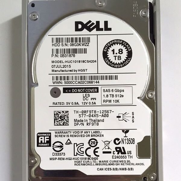 Dell AA152273 1.8TB 10K RPM SAS 12GBPS 256MB 512E SFF Hard Drive | Brand New 2 Years Warranty