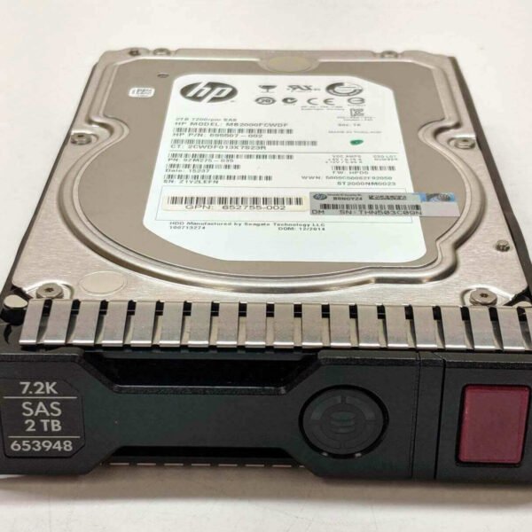 653948-001 HPE 2TB 7.2K RPM LFF 3.5inche 6GBPS SAS SC Midline Hard Drive. Refurbished.