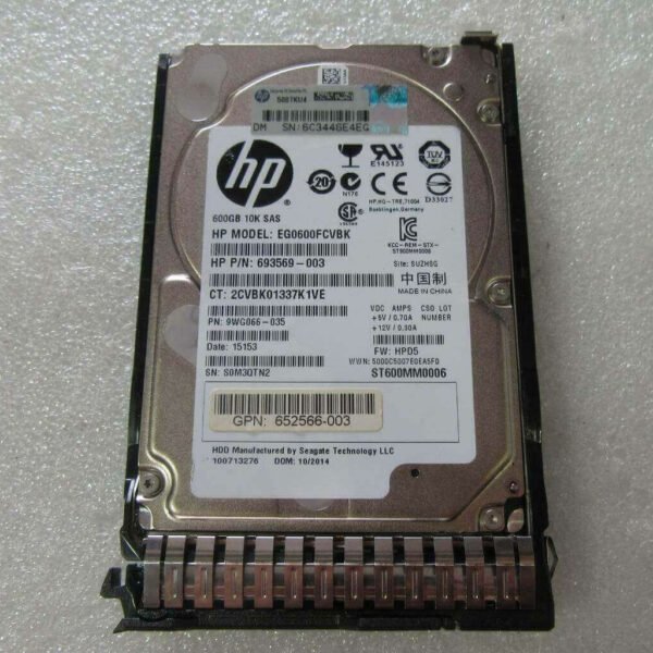 666355-003 HPE 600GB 10K RPM 6GBPS SAS SFF 2.5inch SC Enterprise Hard Drive. New Bulk Pack.