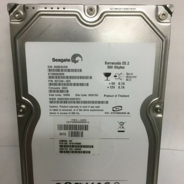 Seagate ST3500620SS ES.2 500GB 7.2K RPM SAS 3GBPS LFF Hard Drive | Refurbished
